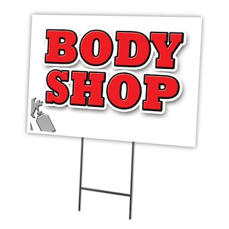 Body Shop Yard Sign & Stake Outdoor Plastic Coroplast Window
